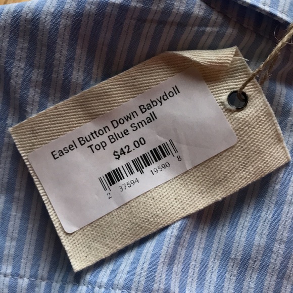 NWT Easel Blue and White Striped Top. Size small. - Picture 3 of 4